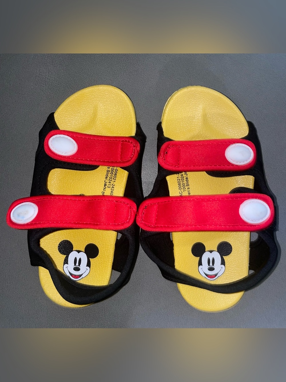 NWOT Disney Yellow & Red Mickey Mouse Kids Slide Sandals size 11/12